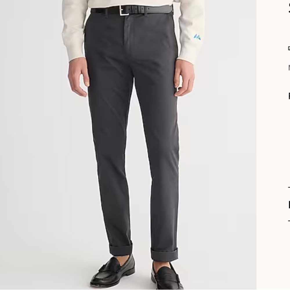 J.Crew Men’s 1040 Athletic Tapered-Fit Stretch Chino Pant Onyx Grey 34/32
